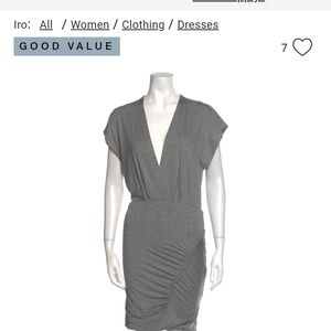 IRO Gray V-Neck Mini Dress